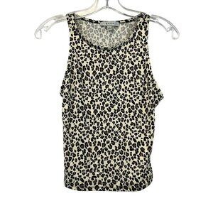 Gaze Women’s Round Neck Multicolor Leopard Print Cropped Tank Top Small
